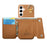 For Samsung Galaxy S25 Case D-Ring Holder Leather + PC + TPU Phone Cover with Wallet Kickstand - Brown - 3