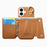 For iPhone 16 Case D-Ring Holder Leather + PC + TPU Phone Cover with Wallet Kickstand - Brown - 3