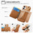 For iPhone 16 Case D-Ring Holder Leather + PC + TPU Phone Cover with Wallet Kickstand - Brown - 6
