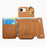 For iPhone 17e / 16e Case D-Ring Holder Leather + PC + TPU Phone Cover with Wallet Kickstand - Brown - 3