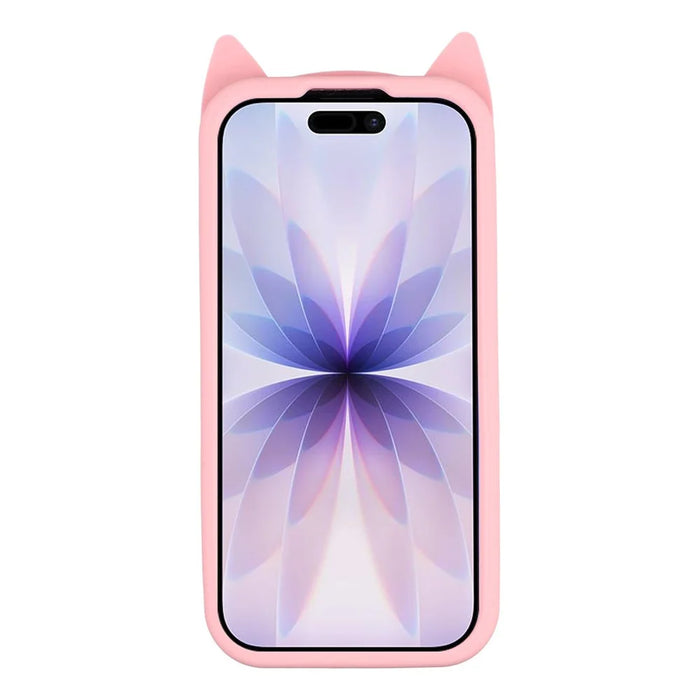 For iPhone 17 Silicone Case 3D Moustache Cat Protective Phone Cover - Pink - 2