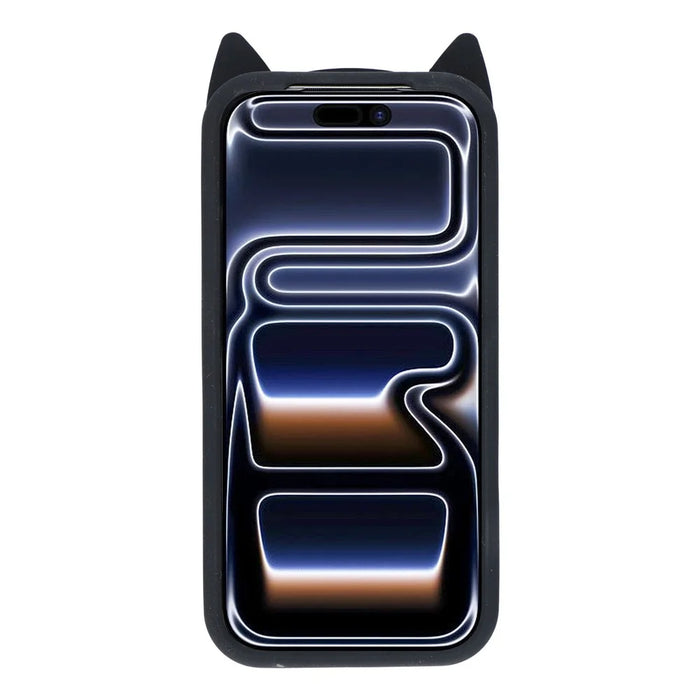 For iPhone 17 Pro Max Silicone Case 3D Moustache Cat Protective Phone Cover - Black - 2