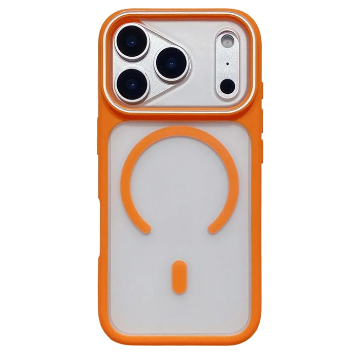 For iPhone 18 Pro / 17 Pro Case Compatible with MagSafe Large Viewing Window TPU + PC Shockproof Phone Cover - Orange - 1