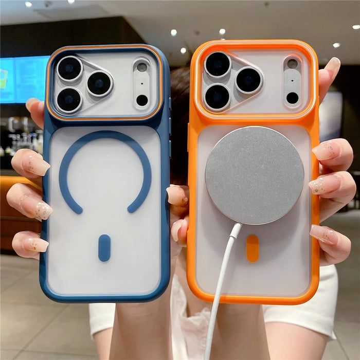 For iPhone 18 Pro / 17 Pro Case Compatible with MagSafe Large Viewing Window TPU + PC Shockproof Phone Cover - Orange - 4
