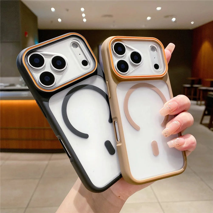For iPhone 18 Pro / 17 Pro Case Compatible with MagSafe Large Viewing Window TPU + PC Shockproof Phone Cover - Orange - 5