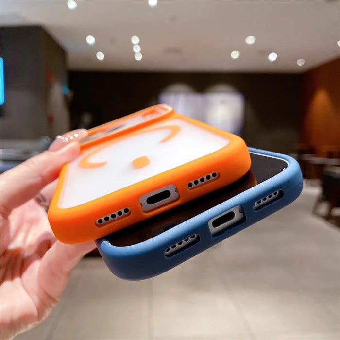 For iPhone 18 Pro / 17 Pro Case Compatible with MagSafe Large Viewing Window TPU + PC Shockproof Phone Cover - Orange - 6