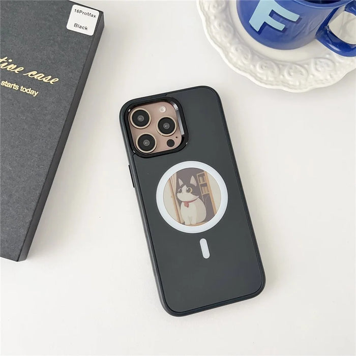 For iPhone 15 Pro Magnetic Case 4 Colors NFC DIY Customized Round Screen Smart E-Ink Phone Cover - 7