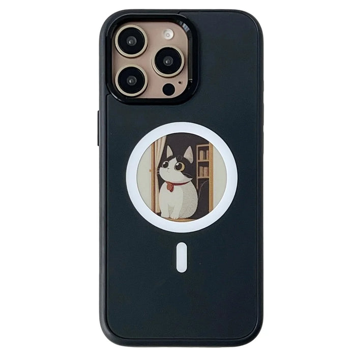 For iPhone 15 Pro Max Magnetic Case 4 Colors NFC DIY Customized Round Screen Smart E-Ink Phone Cover - 1