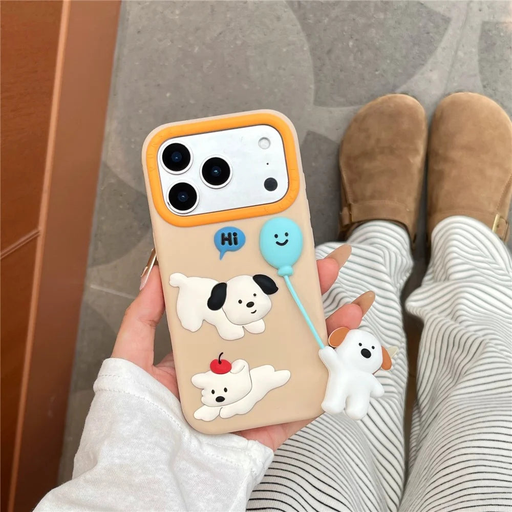 For iPhone 18 Pro Max / 17 Pro Max Silicone Case Cute Balloon Dog Design Shockproof Phone Back Cover - 1