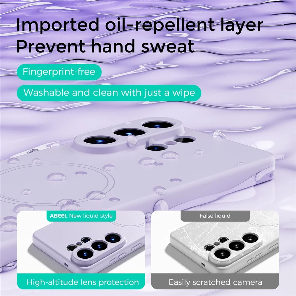 ABEEL For Samsung Galaxy S26 Ultra Magnetic Case Skin Touch Liquid Silicone Phone Back Cover - Purple - 4