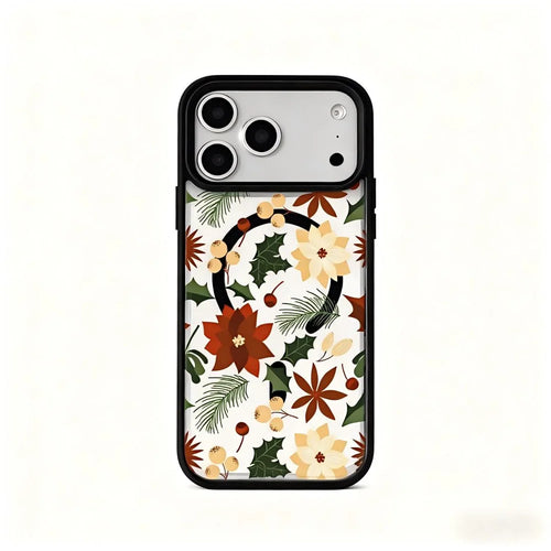 EYCASE For iPhone 17 Pro Max Christmas Series Magnetic Case  Pattern Print TPU + Acrylic Cover Compatible with MagSafe - Vintage Christmas Floral - 1