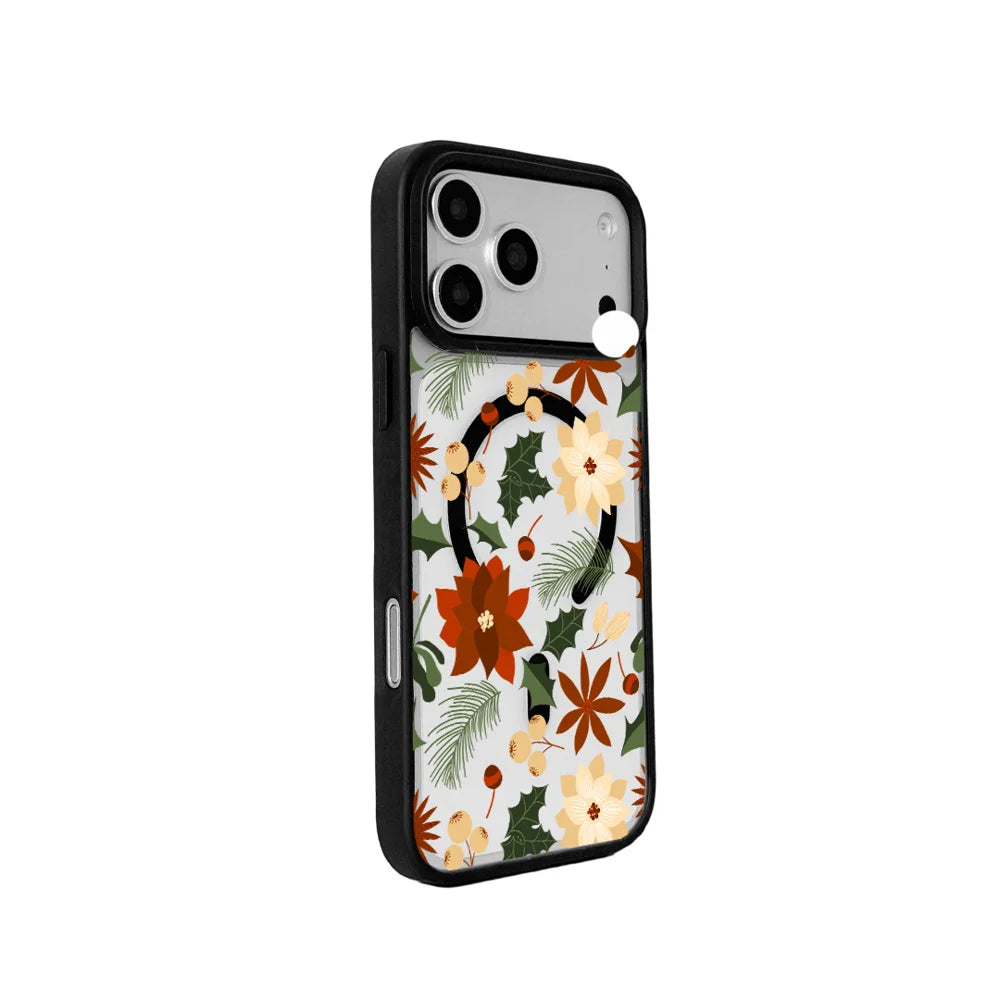 EYCASE For iPhone 17 Pro Max Christmas Series Magnetic Case  Pattern Print TPU + Acrylic Cover Compatible with MagSafe - Vintage Christmas Floral - 2