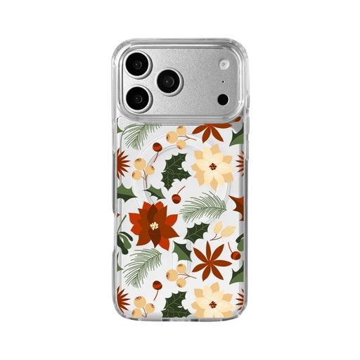 EYCASE For iPhone 17 Pro Christmas Series Case Gift  Clear Edge Pattern Print TPU + Acrylic Cover Compatible with MagSafe - Vintage Christmas Floral - 1