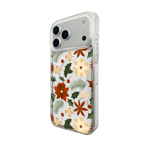 EYCASE For iPhone 17 Pro Christmas Series Case Gift  Clear Edge Pattern Print TPU + Acrylic Cover Compatible with MagSafe - Vintage Christmas Floral - 2