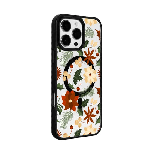 EYCASE For iPhone 15 Pro Christmas Series Magnetic Case  Pattern Print TPU + Acrylic Cover Compatible with MagSafe - Vintage Christmas Floral - 2