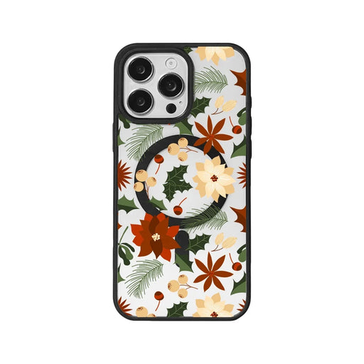 EYCASE For iPhone 16 Pro Christmas Series Magnetic Case  Pattern Print TPU + Acrylic Cover Compatible with MagSafe - Vintage Christmas Floral - 1
