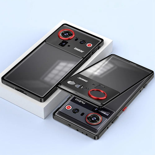 For ZTE nubia Z80 Ultra 5G Matte Case Aluminium Alloy + PC Phone Cover Pop-Up Snap Lock - Black - 1