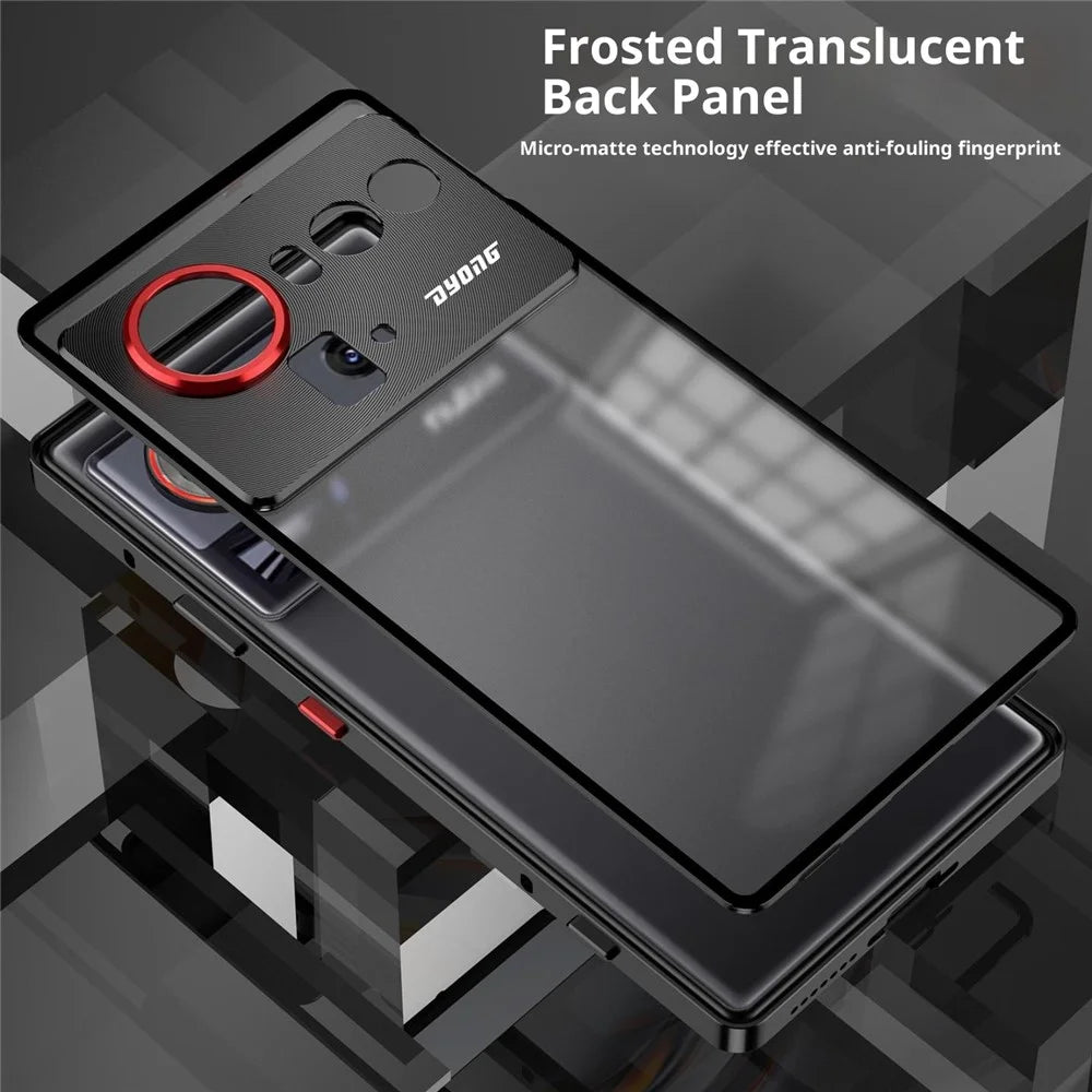 For ZTE nubia Z80 Ultra 5G Matte Case Aluminium Alloy + PC Phone Cover Pop-Up Snap Lock - Black - 2
