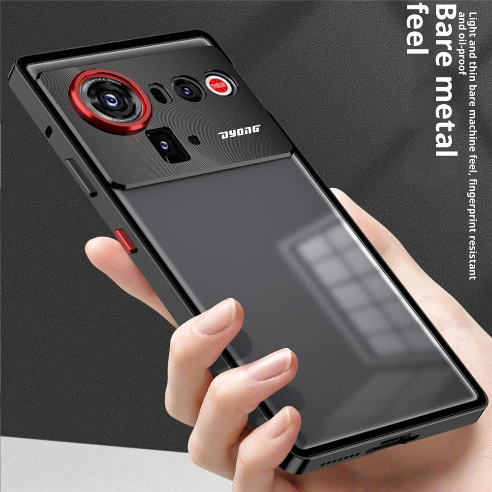 For ZTE nubia Z80 Ultra 5G Matte Case Aluminium Alloy + PC Phone Cover Pop-Up Snap Lock - Black - 3