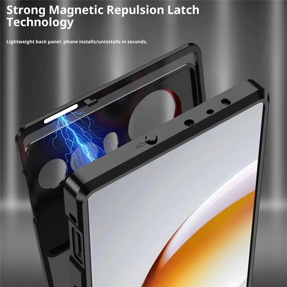 For ZTE nubia Z80 Ultra 5G Matte Case Aluminium Alloy + PC Phone Cover Pop-Up Snap Lock - Black - 5