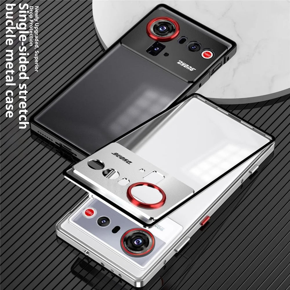 For ZTE nubia Z80 Ultra 5G Matte Case Aluminium Alloy + PC Phone Cover Pop-Up Snap Lock - Black - 7