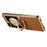 For Samsung Galaxy Z Flip6 5G Case Electroplating Leather Coated PC Phone Cover with Spring Ring Buckle Kickstand - Brown - 2