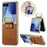 For Samsung Galaxy Z Flip7 5G Case Electroplating Leather Coated PC Phone Cover with Spring Ring Buckle Kickstand - Brown - 1