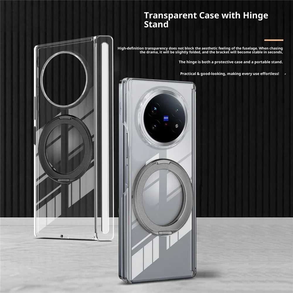 For vivo X Fold5 5G Kickstand Crystal Magnetic Case TPU PC Phone Cover Magnetic Hinge Protection - Grey - 2