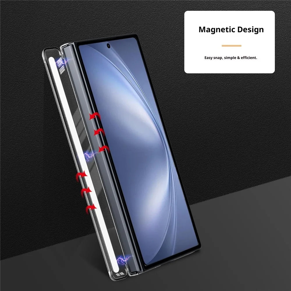 For vivo X Fold5 5G Kickstand Crystal Magnetic Case TPU PC Phone Cover Magnetic Hinge Protection - Grey - 4