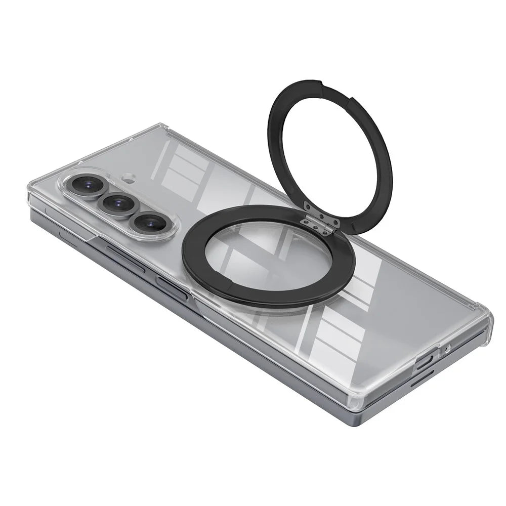 For Samsung Galaxy Z Fold7 5G Kickstand Crystal Magnetic Case TPU PC Phone Cover Magnetic Hinge Protection - Black - 2