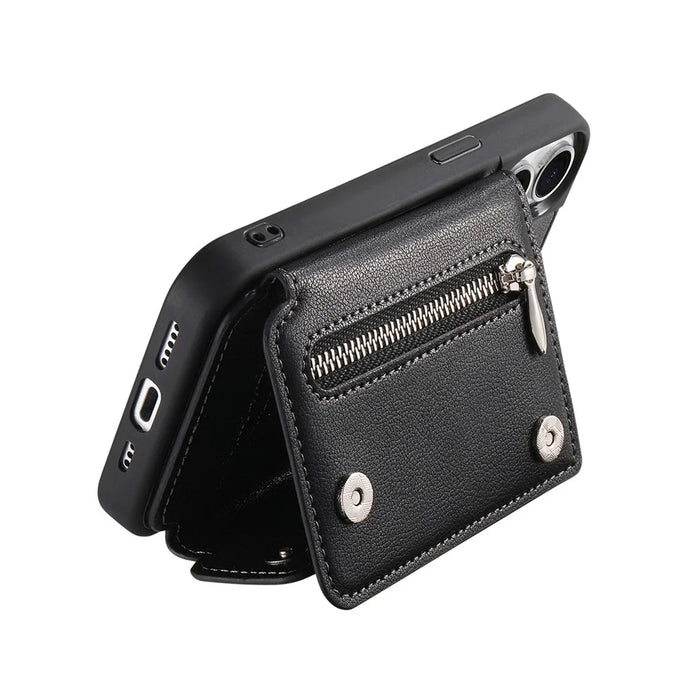 For Samsung Galaxy A36 5G Case D-Ring Holder Leather + PC + TPU Phone Cover with Wallet Kickstand - Black - 4