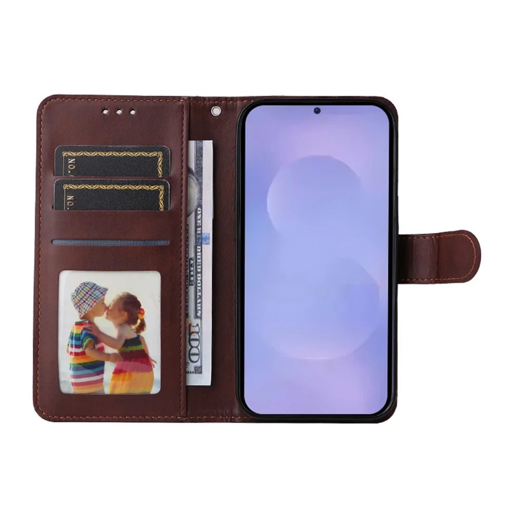 ENKAY For Samsung Galaxy S26  HAT PRINCE Wallet Case Leather Phone Stand Cover with 0.18mm Screen Protector, Ultrasonic Fingerprint Unlock - Blue - 3