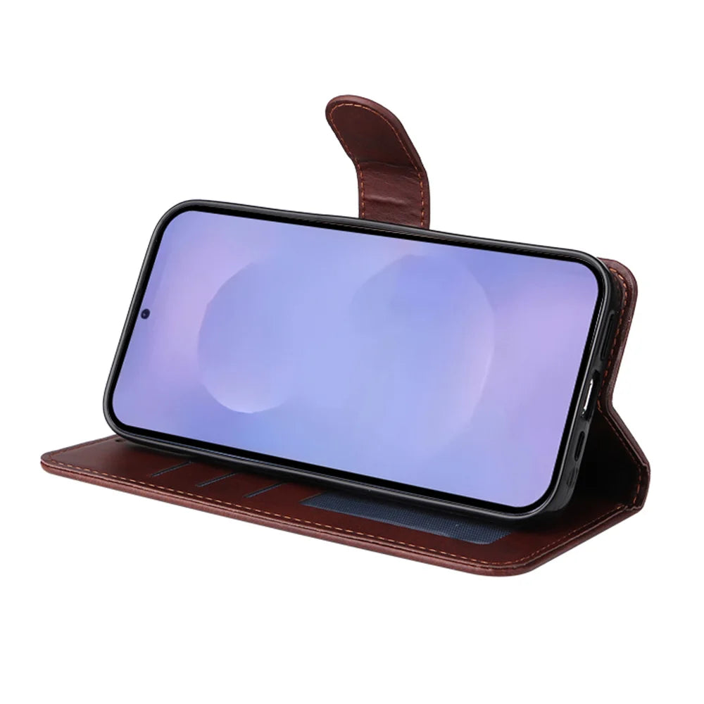 ENKAY For Samsung Galaxy S26  HAT PRINCE Wallet Case Leather Phone Stand Cover with 0.18mm Screen Protector, Ultrasonic Fingerprint Unlock - Blue - 6