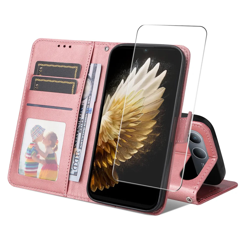 ENKAY HAT PRINCE For Infinix Hot 60i 5G PU Leather Wallet Case   Phone Stand Cover with 9H Tempered Glass - Pink - 1