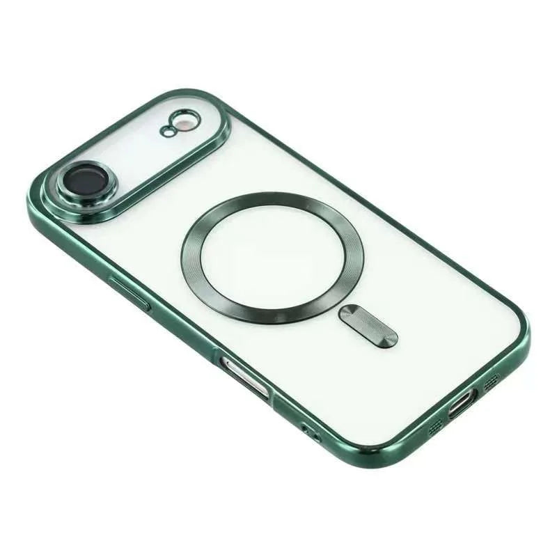 For iPhone Air Magnetic Case CD Veins Glass Lens Guard TPU Phone Back Cover - Green - 4