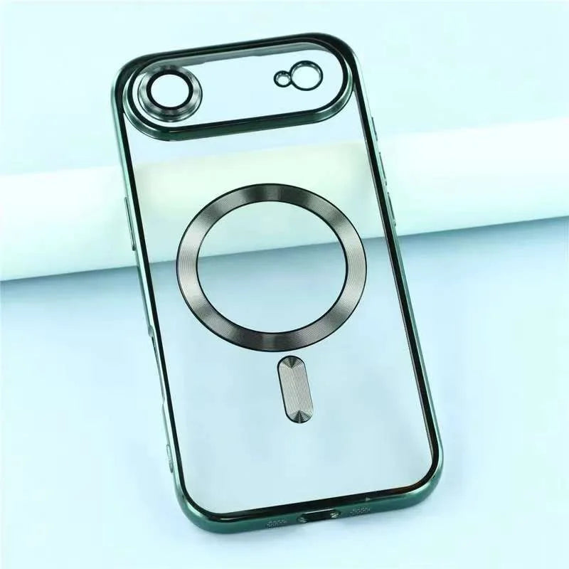 For iPhone Air Magnetic Case CD Veins Glass Lens Guard TPU Phone Back Cover - Green - 5