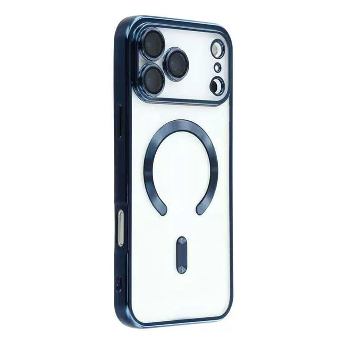 For iPhone 17 Pro Max Magnetic Case CD Veins Glass Lens Guard TPU Phone Back Cover - Dark Blue - 2