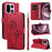 For OnePlus 15 5G Leather Wallet Case with Strap Dandelion Imprint Phone Stand Cover - Red - 1