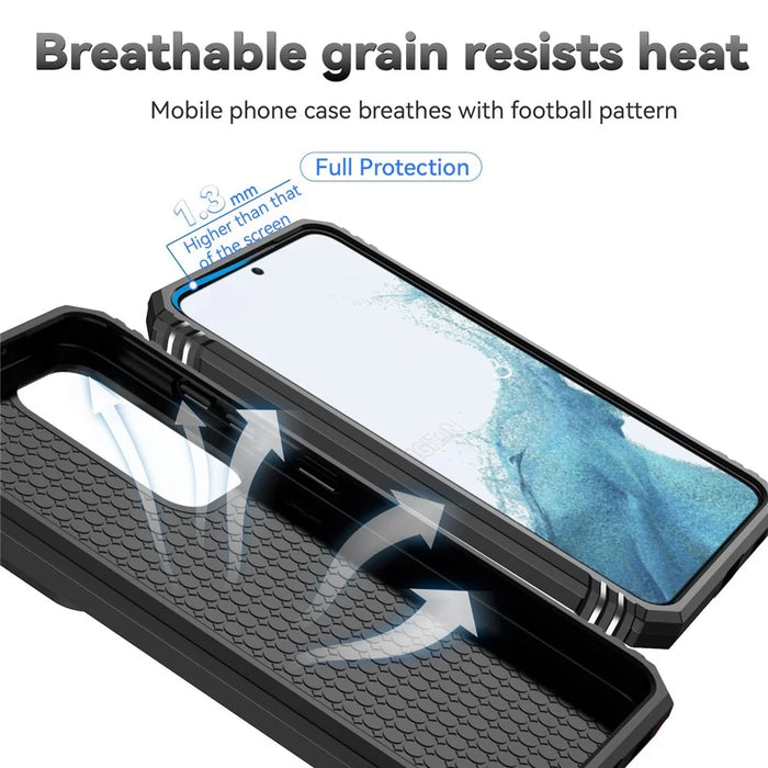 For Samsung Galaxy S23 Back Case, Slide Camera Protector Design Shockproof PC + TPU Protective Phone Cover with Metal Ring Kickstand - Black - 3