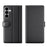 For Samsung Galaxy S26 Case Genuine Split Leather Phone Cover with Wallet Stand - Black - 1