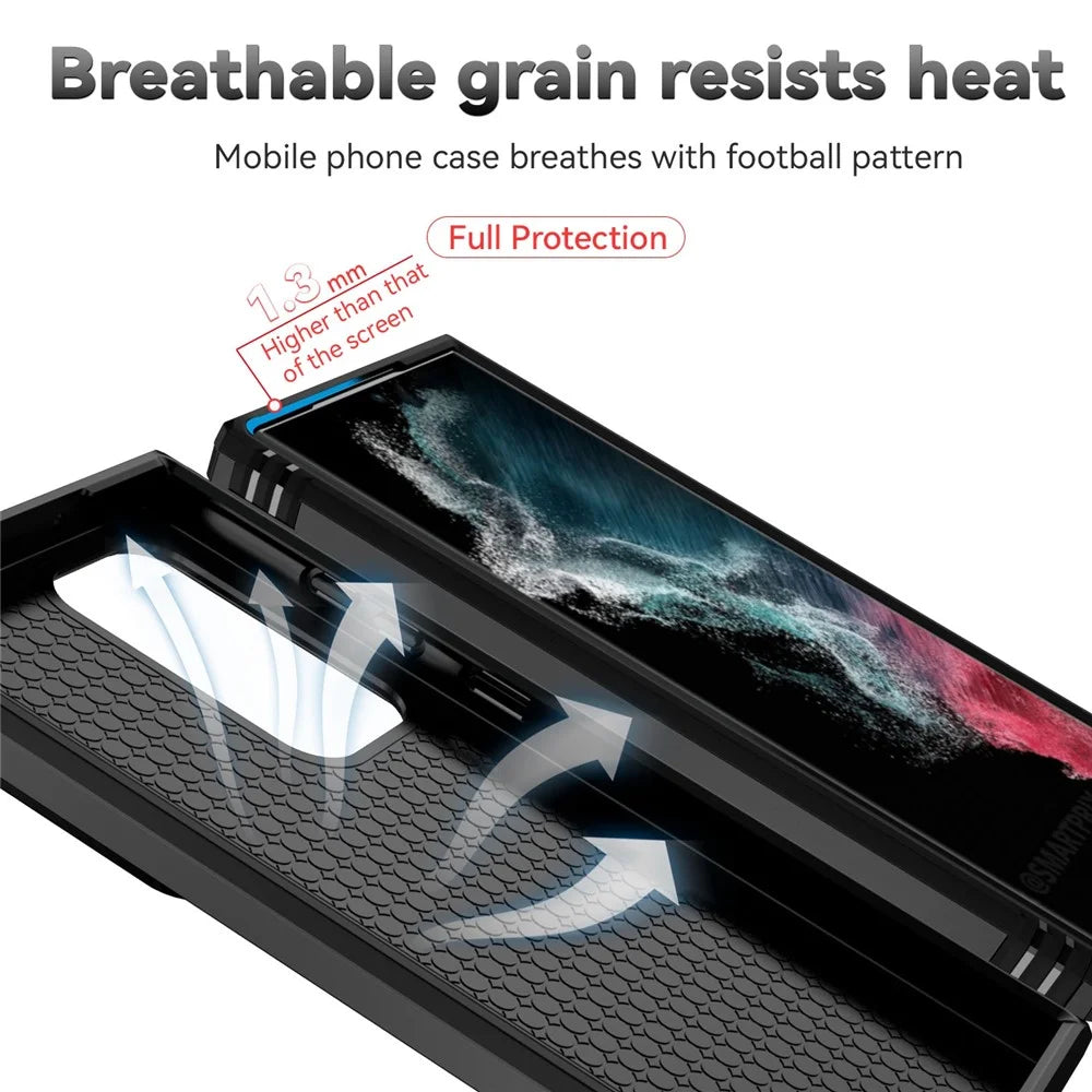 Back Case for Samsung Galaxy S23 Ultra, Slide Camera Protector Design Anti-drop PC + TPU Protective Phone Cover with Metal Ring Kickstand - Black - 3