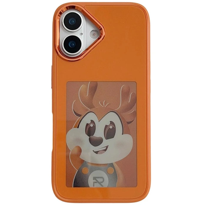 For iPhone 17 E Ink Phone Cover 4-Color Display Pattern Customized Case - Orange - 1