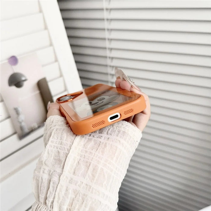 For iPhone 17 E Ink Phone Cover 4-Color Display Pattern Customized Case - Orange - 5
