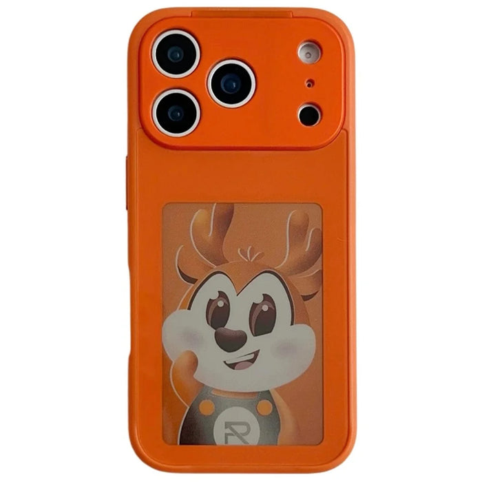For iPhone 17 Pro E Ink Phone Cover 4-Color Display Pattern Customized Case - Orange - 1