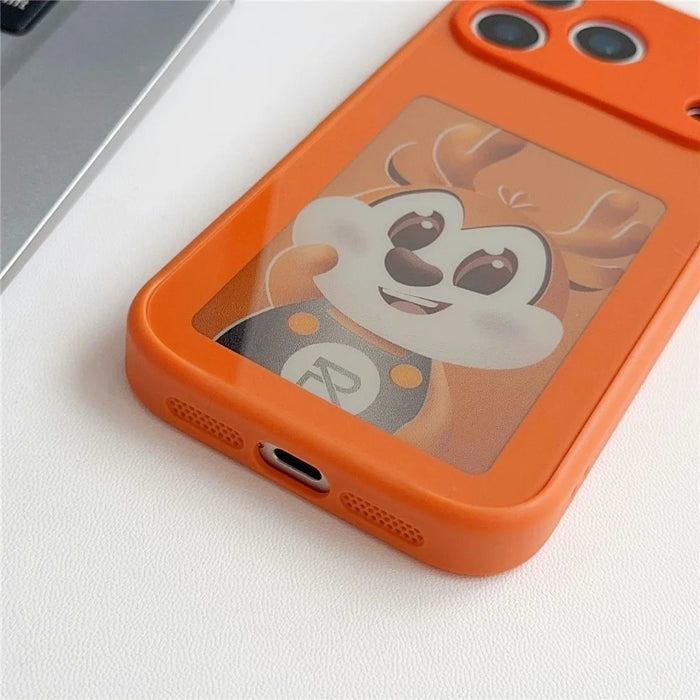 For iPhone 17 Pro E Ink Phone Cover 4-Color Display Pattern Customized Case - Orange - 4