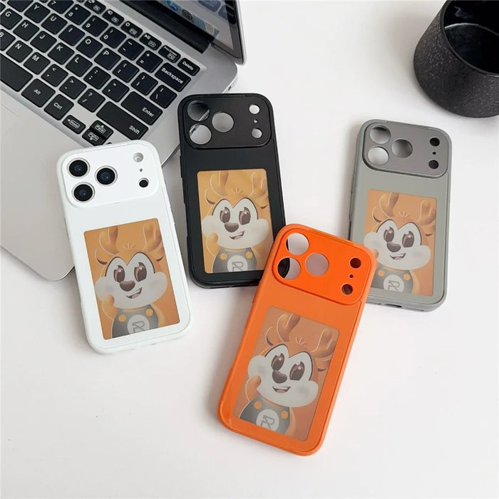 For iPhone 17 Pro Max E Ink Phone Cover 4-Color Display Pattern Customized Case - Orange - 7