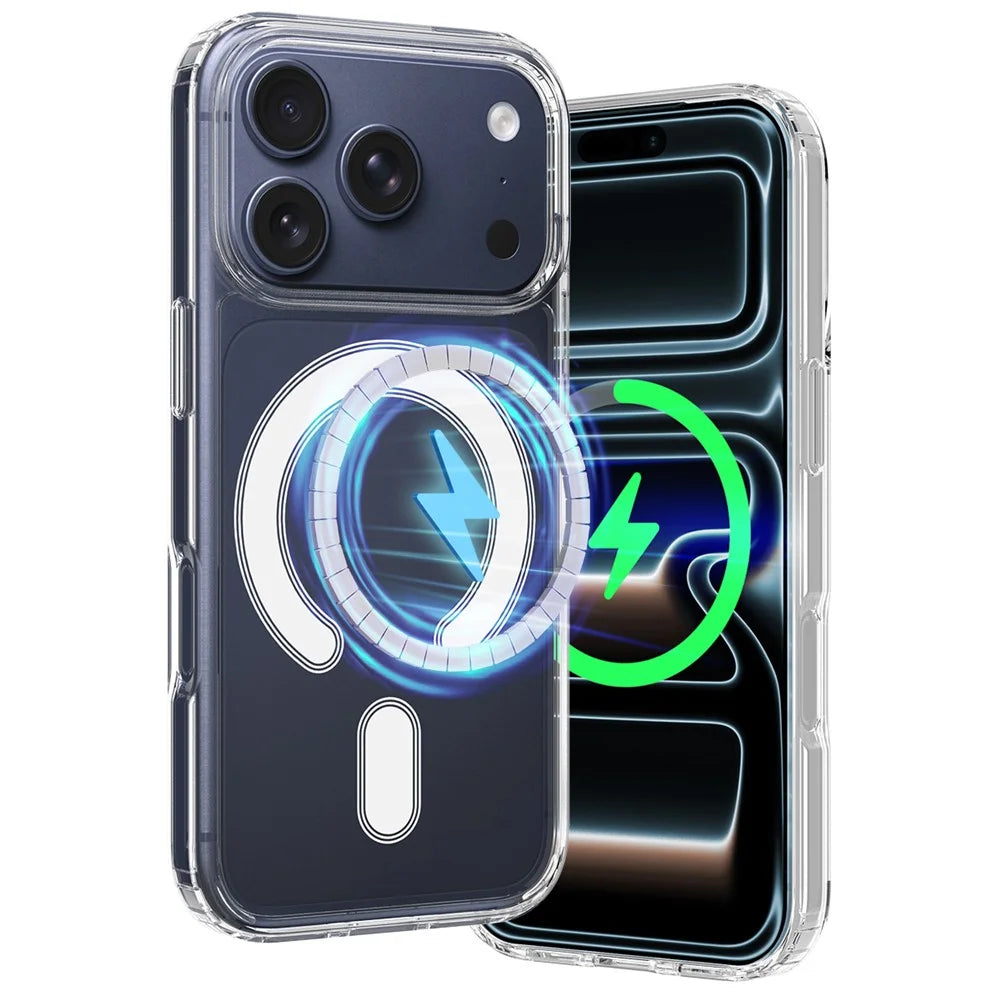 For iPhone 17 Pro C-shaped Magnetic Case Compatible with MagSafe TPU + Acrylic Clear Phone Back Cover - 6
