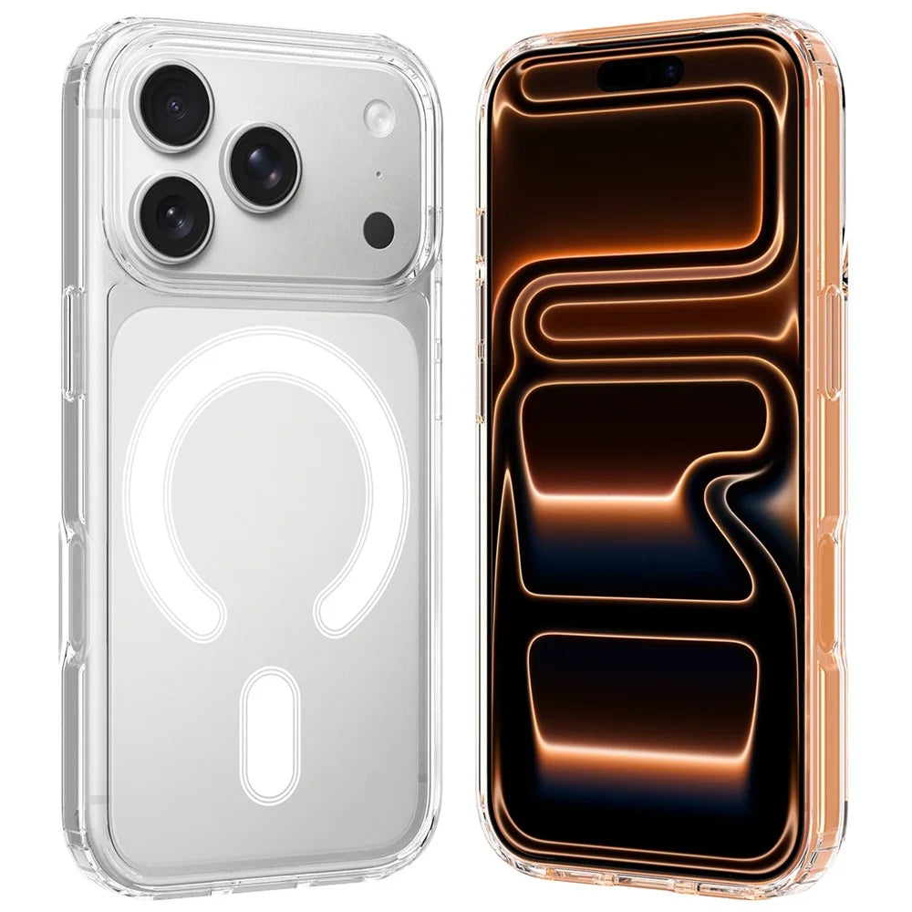 For iPhone 17 Pro C-shaped Magnetic Case Compatible with MagSafe TPU + Acrylic Clear Phone Back Cover - 7