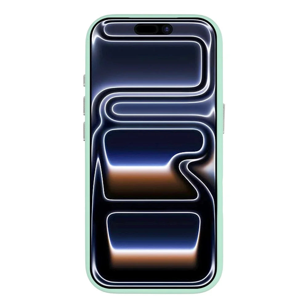 JAUCASE For iPhone 17 Pro Case Compatible with MagSafe Rhinestone Decor Metal Camera Frame Liquid Silicone Phone Cover - Green - 2