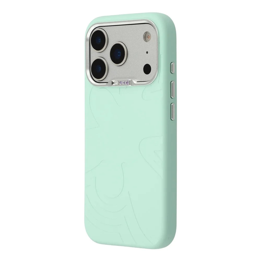 JAUCASE For iPhone 17 Pro Max Case Compatible with MagSafe Rhinestone Decor Metal Camera Frame Liquid Silicone Phone Cover - Green - 4